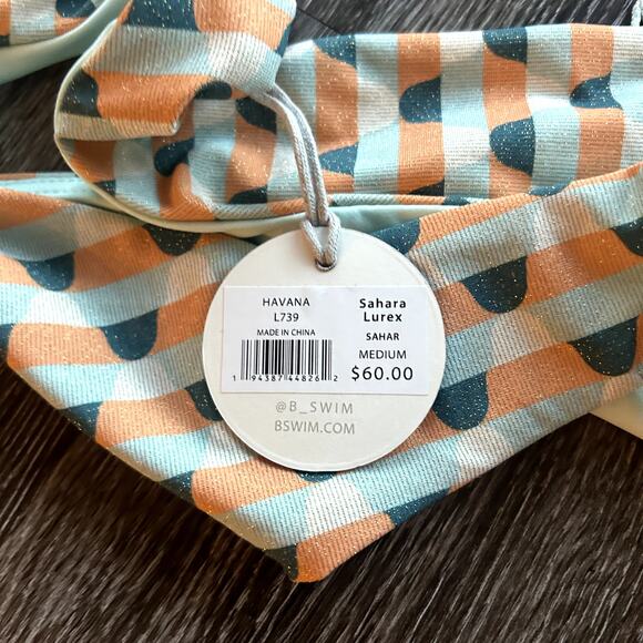 NWT B Swim Sahara Lurex Wyatt Bikini Set Geometric Print Top Large Bottom Medium - Picture 8 of 16